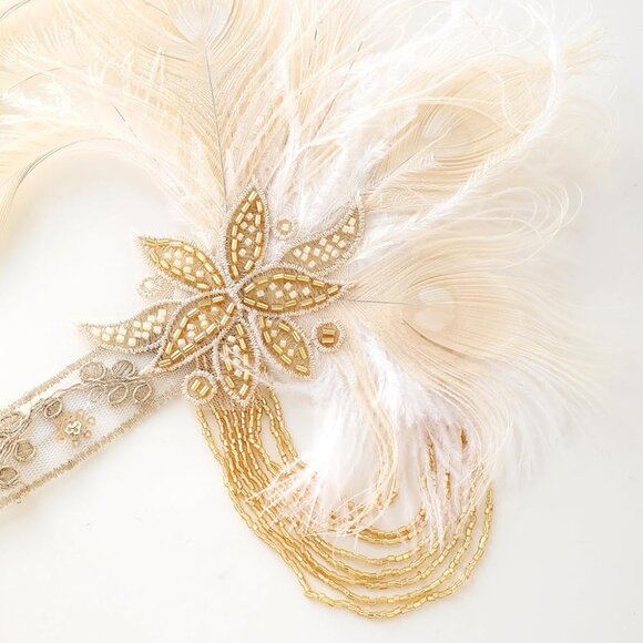 Flapper Headpiece Peacock Feather Tassel Chain main image 5